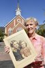 Original title:  Jacqueline Bullock holds a photo of her and her older sister Margaret Hayworth. The church in the background is Knox Presbyterian Church in Burlington where there is a plaque in memory of her sister. Photo courtesy of the Hamilton Spectator, 2016.