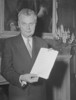 Original title:  Prime Minister John G. Diefenbaker with "Bill of Rights". 