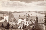 Original title:  View of the Gibb House in the Centre and the Hale House on the Right. 