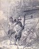 Original title:  Indiens à l'extérieur d'une loge communale à Nootka. 