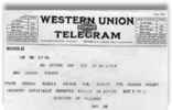 Titre original&nbsp;:  Telegram. Submitted for the project: Operation Picture Me. This reproduction is a copy of the version available on the Veterans Affairs Canada website (Canadian Virtual War Memorial).