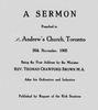 Original title:  A sermon preached in St. Andrew's Church, Toronto, 26th November, 1905: being the first address by the minister, Rev. Thomas Crawford Brown, M.A., after his ordination and induction. Toronto, 1905. 
From: https://archive.org/details/cihm_88065/page/n5/mode/2up.