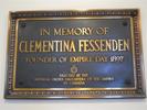 Original title:  Plaque commemorating Clementina Fessenden, located in St. John's Anglican Church, Ancaster, Ontario. 