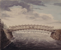 Titre original&nbsp;:  Bridges Erected Across the Ottawa River at the Chaudière Falls (Truss Bridge). 
Date:	after 1827
Reference:	Box number: A029-01
Type of material:	Art
Found in:	Archives / Collections and Fonds
Item ID number:	2833217
Artist: Burrows, John, 1789-1848 
