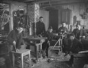 Original title:  Boys' class in carpentry at Sir Wilfred Grenfell's mission school at St. Anthony, Nfld., c. May 1906. 