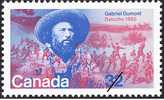 Titre original&nbsp;:  Gabriel Dumont, Batoche, 1885 [philatelic record].  Philatelic issue data Canada : 32 cents