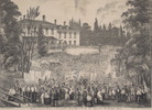 Original title:  GOVERNMENT HOUSE (1815-1860), Simcoe St., s.w. cor. King St. W.; Author: O'Brien, Lucius Richard (1832-1899); Author: Year/Format: 1854, Picture