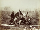 Original title:  Geological Survey party in camp at Canoe River, October 14. Alfred Selwyn at centre with John Hammond (left centre) and Benjamin Baltzly (right centre); Author: Baltzly, Benjamin F., 1835-1883; Author: Year/Format: 1871, Picture