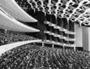 Original title:  Interior view of Theatre Salle Wilfrid Pelletier and crowd at Expo 67. 