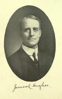 Original title:  James Laughlin Hughes. From: Commemorative biographical record of the county of York, Ontario: containing biographical sketches of prominent and representative citizens and many of the early settled families by J.H. Beers & Co, 1907. https://archive.org/details/recordcountyyork00beeruoft/page/n4 
