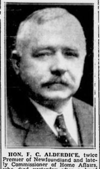 Original title:  Hon. F. C. Alderdice. Montreal Gazette, 27 Feb. 1936.