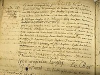 Titre original&nbsp;:  Lydia Longley baptism record kept in the archives of La Fabrique Notre-Dame de Montréal - uploaded to Wikipedia by user Senateurdupont.