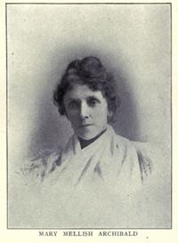 Original title:  Mary Mellish Archibald. In Acadiensis (1905), facing page 166. Source: https://archive.org/details/acadiensisquarte05jackuoft/page/212/mode/2up. 