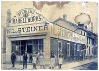 Titre original&nbsp;:  N. L. Steiner Marbleworks photograph, [Victoria Street], Toronto, ca. 1890. Ontario Jewish Archives, Blankenstein Family Heritage Centre, fonds 22, item 120. 