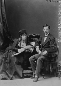 Original title:  Photograph James Austin and lady, Montreal, QC, 1870 William Notman (1826-1891) 1870, 19th century Silver salts on paper mounted on paper - Albumen process 13.7 x 10 cm Purchase from Associated Screen News Ltd. I-48888.1 © McCord Museum Keywords:  mixed (2246) , Photograph (77678) , portrait (53878)