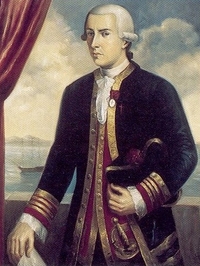 Original title:    Artist Unknown Description Portrait of Captain Juan Francisco de la Bodega y Quadra, Marina real Date circa 1785(1785) Current location Naval Museum of Madrid Native name Museo Naval de Madrid Location Madrid, Spain Coordinates 40° 25' 2.84" N, 3° 41' 34.09" W    Established 1843(1843) Website www.armada.mde.es/ Notes Spanish naval officer and explorer Juan Francisco de la Bodega y Quadra (1743-1794) wears the full dress uniform of a captain in the Marina real (the Spanish navy). Bodega y Quadra was the Spanish representative in the 1792 commission that met to implement the Nootka Bay Agreement, along with British officer and explorer George Vancouver. Source/Photographer http://www.cmhg.gc.ca/cmh/en/image_274.asp?flash=1&page_id=328


