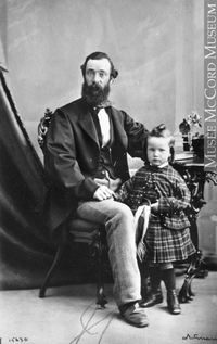 Original title:  Photograph Philip S. Ross and Master James Ross, Montreal, QC, 1865 William Notman (1826-1891) 1865, 19th century Silver salts on paper - Albumen process 8.5 x 5.6 cm Purchase from Associated Screen News Ltd. I-15630.1 © McCord Museum Keywords:  family (800) , Photograph (77678) , portrait (53878)
