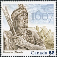 Original title:  Membertou, 1607 [philatelic record] = [Title in Mi'kmaq characters]. Philatelic issue data Canada : 52 cents Date of issue 26 Jul. 2007