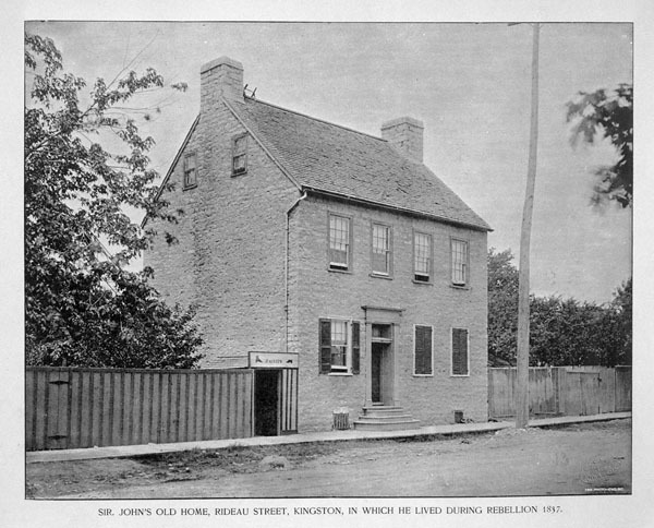 Titre original&nbsp;:  MIKAN 3317354 MIKAN 3317354: Sir John&#39;s old home, Rideau Street, Kingston, in which he lived during Rebellion 1837. [109 KB, 600 X 484]