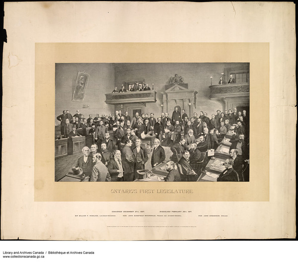 Titre original&nbsp;:  MIKAN 3000531 Ontario&#39;s First Legislative Assembly. 1892 [178 KB, 1000 X 884]
