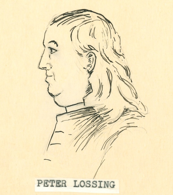 Titre original :  Sketch of Peter Lossing by an unknown artist at an unknown date. Image courtesy of Norwich and District Historical Society.