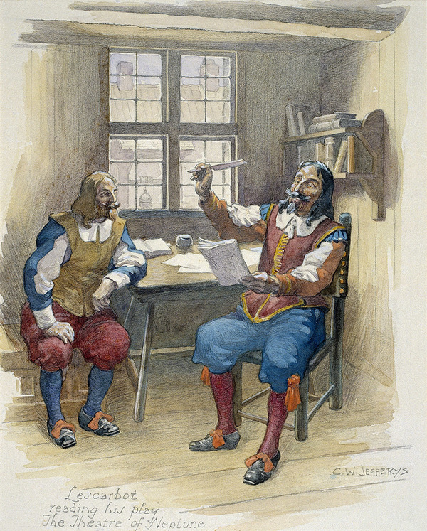 Titre original :  File:Lescarbot-Reading-his-Play.jpg - Wikimedia Commons