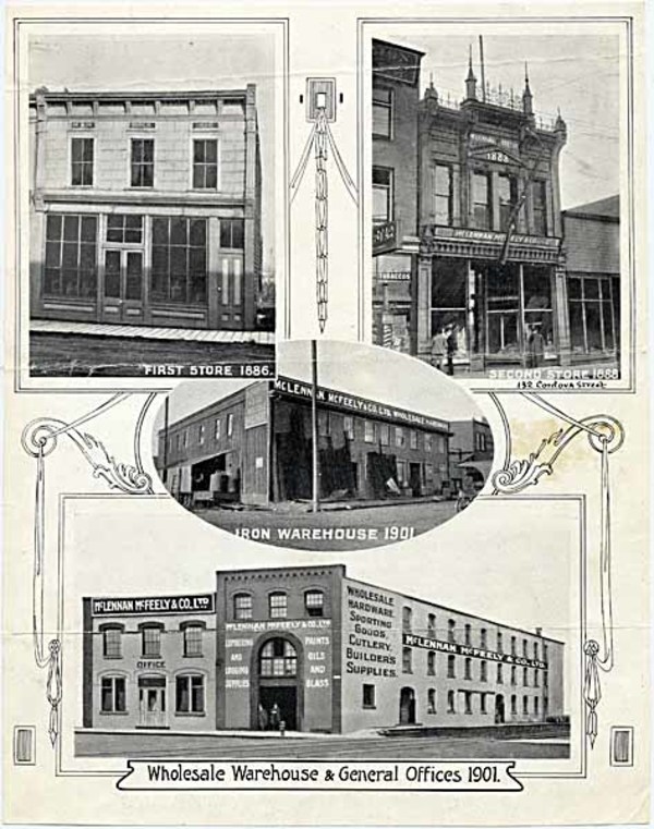 Titre original :  Images of stores and warehouses from a later McLennan, McFeely catalogue. City of Vancouver Archives.