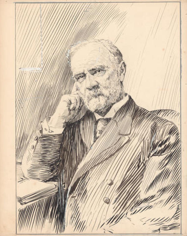 Original title:  Rev. John Forrest: Third president of Dalhousie and namesake of the Forrest Building. This drawing was done by Arthur Lismer, a member of the Group of Seven. Lismer was commissioned to produce a series of drawings to commemorate Dalhousie's centennial in 1919. Forrest was born in New Glasgow, NS, in 1842, and was a Presbyterian minister and educator. Initially he served as the representative for the Presbyterian Church on Dalhousie's board of governors; in 1881, he resigned that position to become a professor of history. From 1885 to 1910, Forrest served as the university President.  ~ Source: Dalhousie University Archives
Reference code 0000-091, Box 1, Folder 13, Item 2 ~ Creator: Arthur Lismer ~ Date: [1919?]. https://historicnovascotia.ca/items/show/8#&gid=1&pid=6 