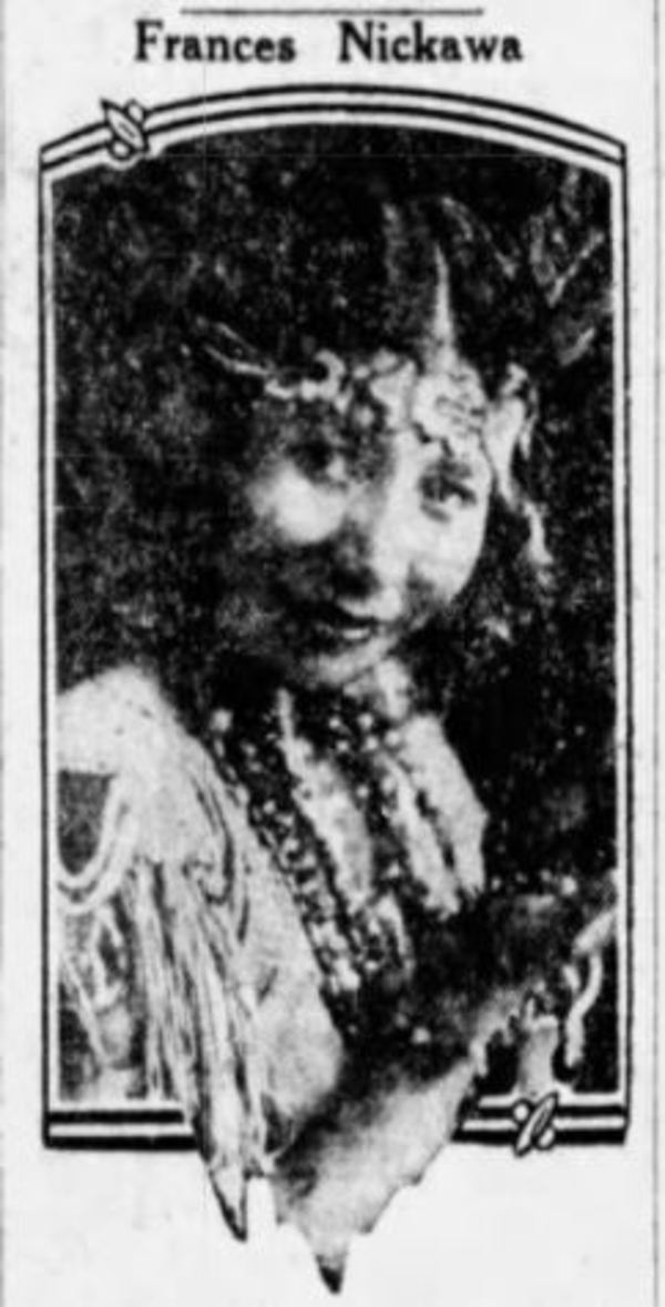 Titre original :  Frances Nickawa. Edmonton Journal, 02 February 1929, page 33. 