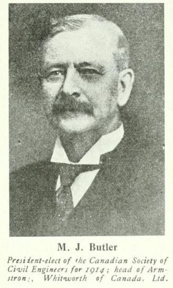 Titre original :  M.J. Butler in Canadian Engineer: Vol 26, 1914, pg 197. Source: https://archive.org/details/canadianengineer26toro/page/196/mode/2up 