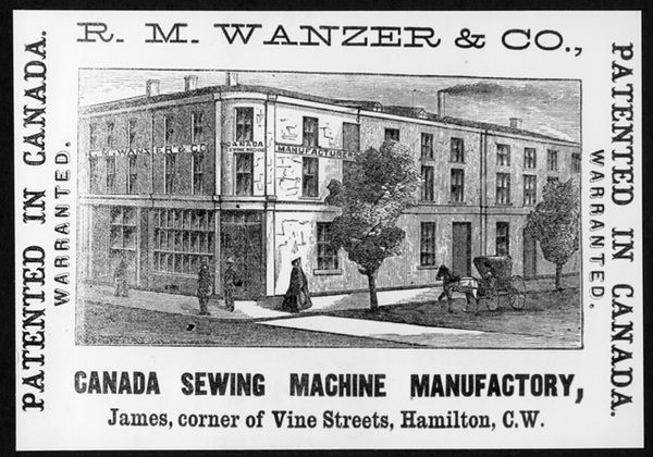 Titre original :  Wanzer Sewing Machine Company, 1860-1868. 
Source: Local History & Archives Hamilton Public Library.
