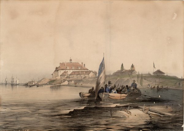 Titre original :  American Fort Niagara River, 1840 - by Coke Smyth. Collection of the Albright-Knox Art Gallery, Buffalo, New York. 