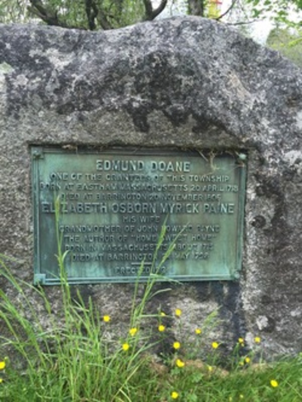 Original title:  Elizabeth Osborn Myrick Payne Doane gravestone in Barrington River Cemetery in Barrington, Shelburne County, Nova Scotia, Canada. 
From FindAGrave.com - photo by user Deborah Gray.