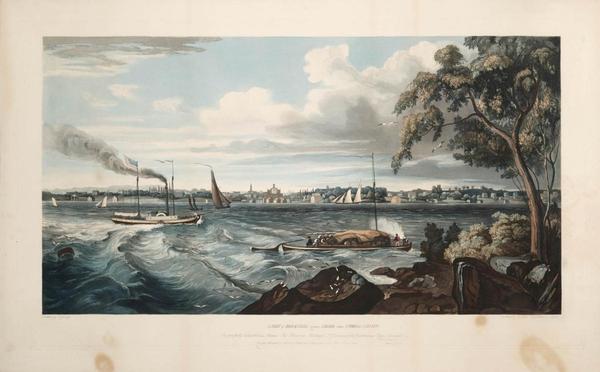 Titre original :  A View of Brockville, Upper Canada, from Umbrella Island
Date: 1828

Collection: Baldwin Collection of Canadiana, Toronto Public Library 

Usage Rights Public Domain