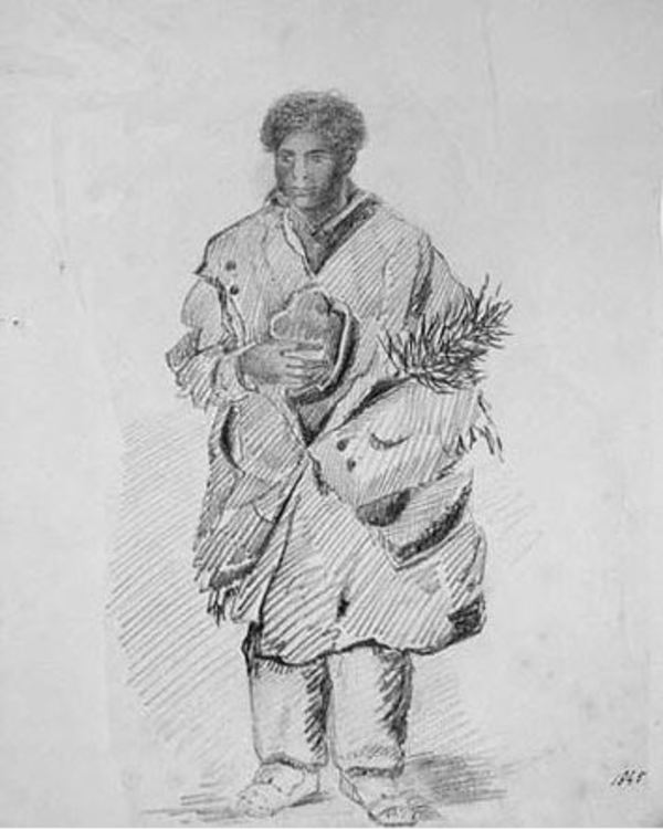 Titre original :  Sketch of John Kellum of Halifax. Artist Unknown. Source: Nova Scotia Advocate (https://nsadvocate.org/2021/02/06/john-kellum-black-and-poor-in-19th-century-halifax/) 