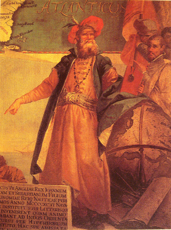 Titre original :    Description Painting of John Cabot. Date 1762(1762) Source John Cabot in traditional Venetian garb by Giustino Menescardi (1762). A mural painting in the 'Sala dello Scudo' in the Palazzo Ducale. Taken from a reproduction in 