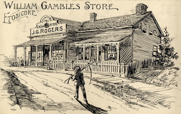 Titre original :  William Gamble's Store, Etobicoke (Toronto); Author: Thomson, William James (Canadian, 1858-1927); Author: Year/Format: 1893, Picture