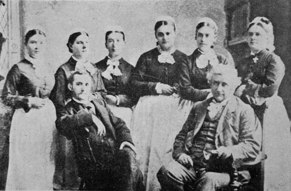 Original title:  Staff and First Graduating Class of the Mack Training School for Nurses, 1878. 