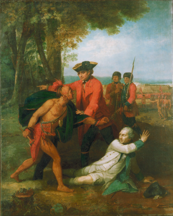 Titre original :  William Johnson saving the life of Baron Dieskau at the Battle of Lake George, 1755