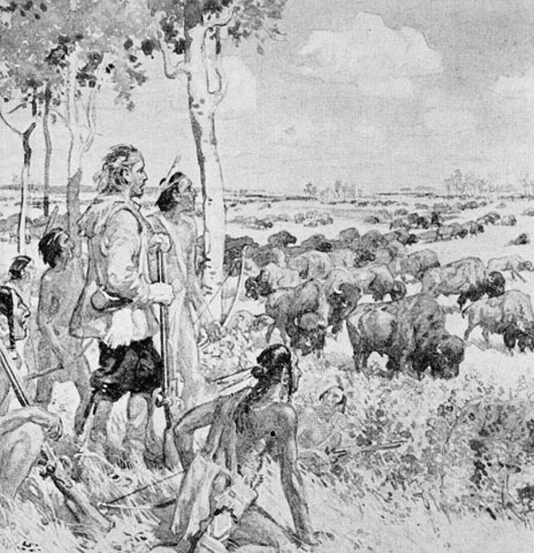 Titre original :  Henry Kelsey sees the buffalo on the western plains. 