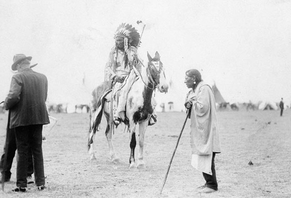 Original title:  Jim Snake and Crop Eared Wolf, the Head Chief of the Blood Indians. 