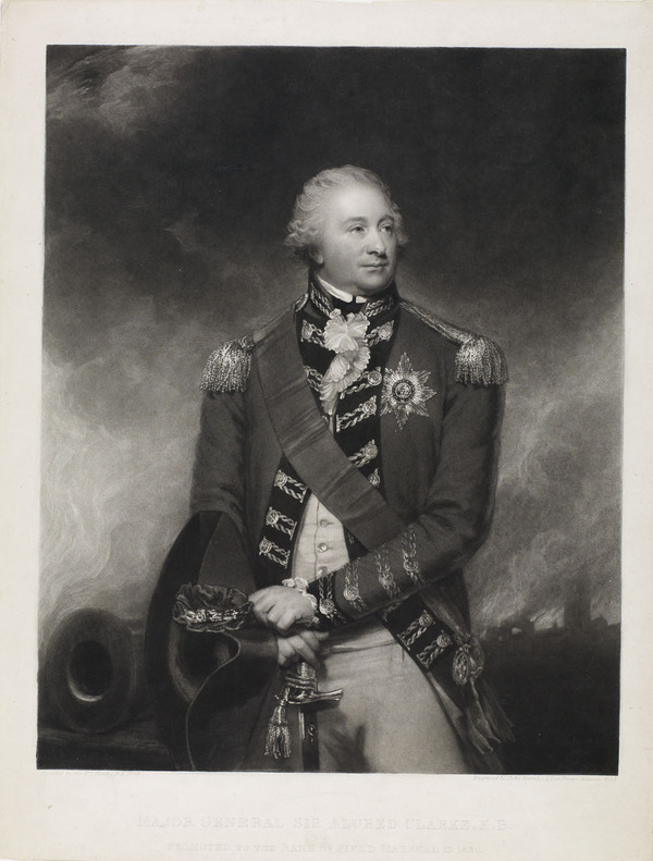 Titre original :  Major General Sir Alured Clarke, K. B., Promoted to the Rank of Field Marshal in 1830. 