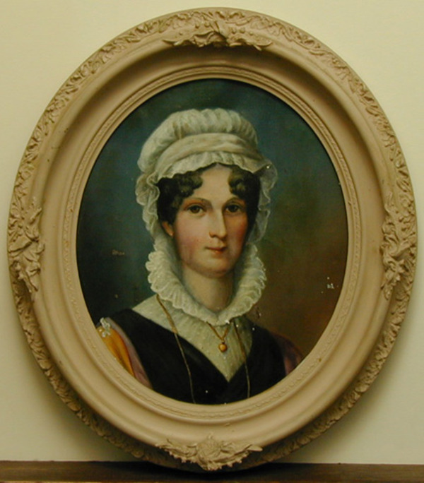 Titre original :  Anonyme, Marie-Catherine Delezenne (1755-1831), vers 1780-1790, huile sur toile, 42 x 37 cm, Collection famille Laterrière. Photo Robert Derome.