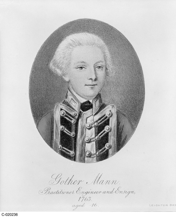 Titre original :  Portrait de Gother Mann, 16 ans en 1763, officier de haut rang des Royal Engineers